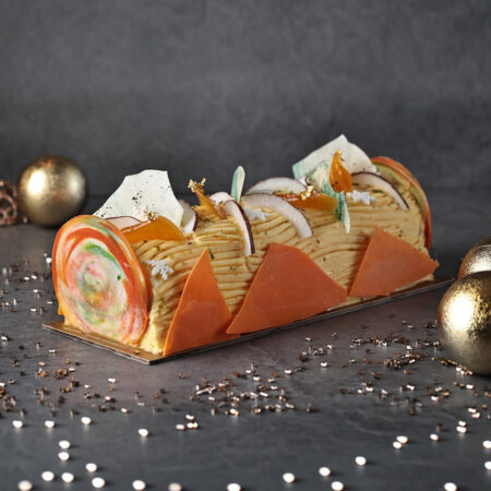 Mango Mousse Yule Log Cake